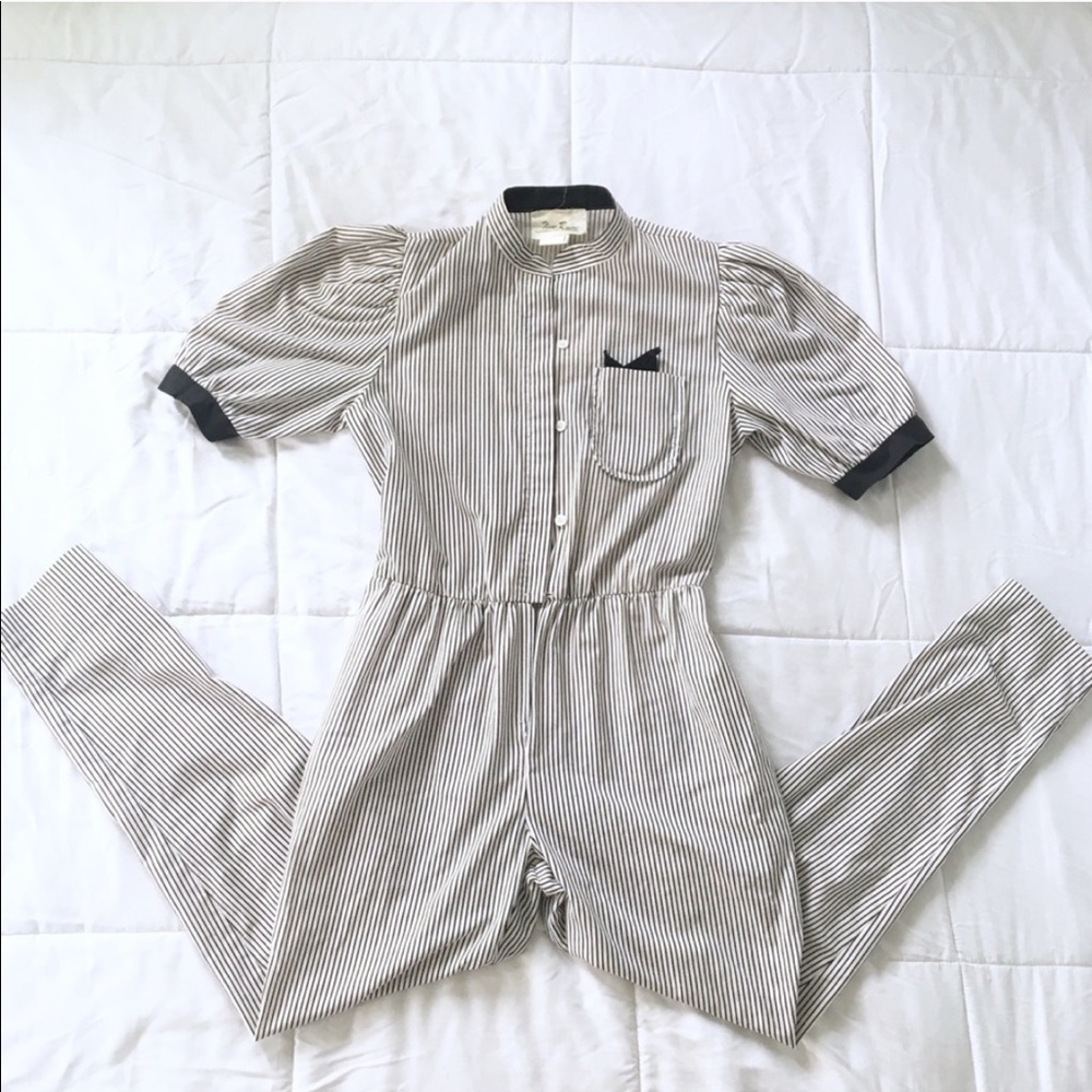 Vintage black & white pinstripe jumpsuit